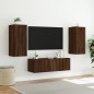 vidaXL Muebles de TV de pared con luces LED 3 piezas marrón roble