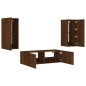 vidaXL Muebles de TV de pared con luces LED 3 piezas marrón roble