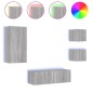vidaXL Muebles de TV de pared con luces LED 4 piezas gris Sonoma