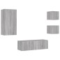 vidaXL Muebles de TV de pared con luces LED 4 piezas gris Sonoma