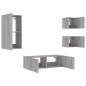 vidaXL Muebles de TV de pared con luces LED 4 piezas gris Sonoma