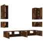 vidaXL Muebles de TV de pared con luces LED 6 piezas roble ahumado