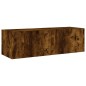 vidaXL Muebles de TV de pared con luces LED 6 piezas roble ahumado