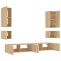 vidaXL Muebles de TV de pared con luces LED 6 piezas roble Sonoma