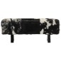 vidaXL Banco de cuero de cabra auténtico negro y blanco 110x30x45 cm vidaXL Banco de cuero de cabra auténtico negro y blanco 110x30x45 cm