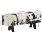 vidaXL Banco de cuero de cabra auténtico negro y blanco 110x30x45 cm vidaXL Banco de cuero de cabra auténtico negro y blanco 110x30x45 cm