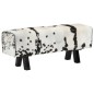 vidaXL Banco de cuero de cabra auténtico negro y blanco 110x30x45 cm vidaXL Banco de cuero de cabra auténtico negro y blanco 110x30x45 cm
