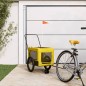 vidaXL Remolque bicicleta mascotas hierro tela Oxford amarillo negro