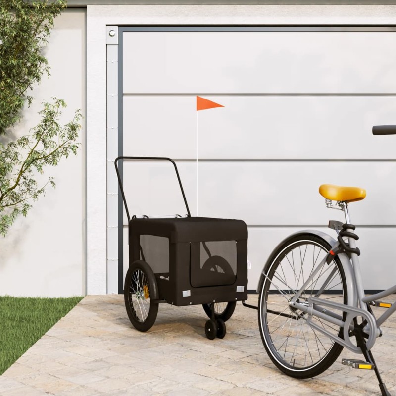 vidaXL Remolque de bicicleta mascotas hierro tela Oxford negro vidaXL Remolque de bicicleta mascotas hierro tela Oxford negro