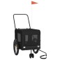vidaXL Remolque de bicicleta mascotas hierro tela Oxford negro vidaXL Remolque de bicicleta mascotas hierro tela Oxford negro