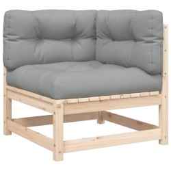 vidaXL Sofá de equina con cojines madera maciza de pino