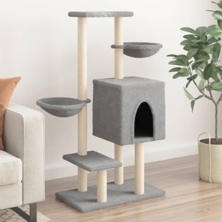 vidaXL Rascador para gatos con postes de sisal gris claro 117 cm