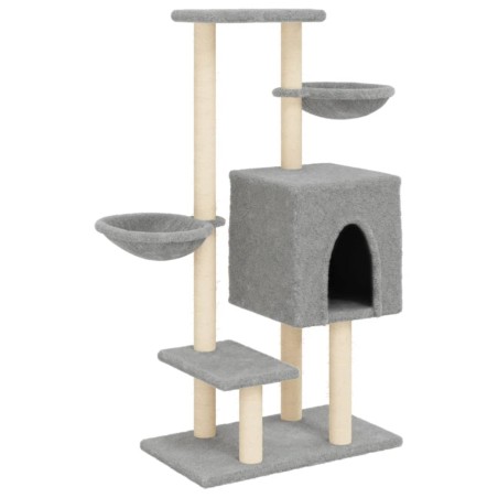 vidaXL Rascador para gatos con postes de sisal gris claro 117 cm