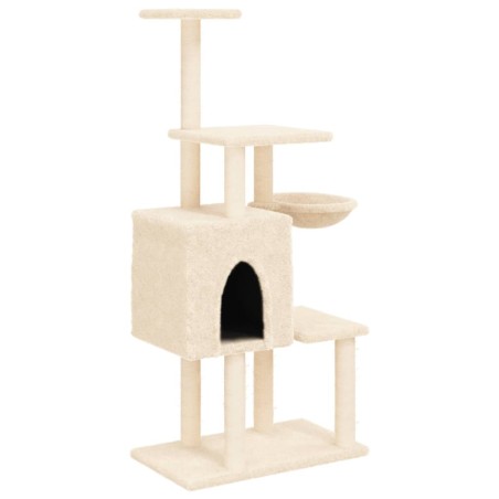 vidaXL Rascador para gatos con postes de sisal crema 131 cm