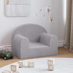 vidaXL Sofá para niños felpa suave gris claro