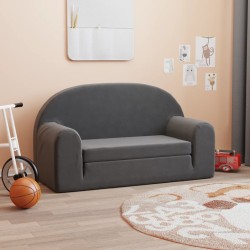 vidaXL Sofá cama de niños 2 plazas felpa suave gris antracita