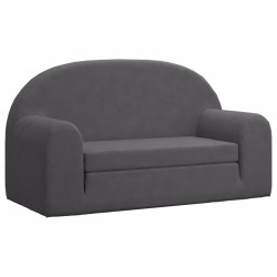 vidaXL Sofá cama de niños 2 plazas felpa suave gris antracita