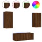 vidaXL Muebles TV pared con LED 4 pzas madera ingeniería marrón roble