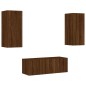 vidaXL Muebles TV pared con LED 4 pzas madera ingeniería marrón roble