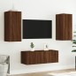 vidaXL Muebles TV pared con LED 4 pzas madera ingeniería marrón roble