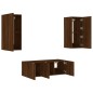 vidaXL Muebles TV pared con LED 4 pzas madera ingeniería marrón roble
