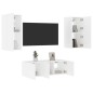 vidaXL Muebles de TV de pared con LED 4 pzas madera ingeniería blanco vidaXL Muebles de TV de pared con LED 4 pzas madera ingeniería blanco