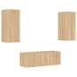 vidaXL Muebles TV pared con LED 4 pzas madera ingeniería roble Sonoma vidaXL Muebles TV pared con LED 4 pzas madera ingeniería roble Sonoma