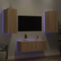 vidaXL Muebles TV pared con LED 4 pzas madera ingeniería roble Sonoma vidaXL Muebles TV pared con LED 4 pzas madera ingeniería roble Sonoma
