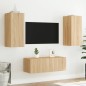 vidaXL Muebles TV pared con LED 4 pzas madera ingeniería roble Sonoma vidaXL Muebles TV pared con LED 4 pzas madera ingeniería roble Sonoma