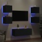 vidaXL Muebles de TV de pared con LED 6 pzas madera ingeniería negro vidaXL Muebles de TV de pared con LED 6 pzas madera ingeniería negro