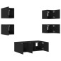 vidaXL Muebles de TV de pared con LED 6 pzas madera ingeniería negro vidaXL Muebles de TV de pared con LED 6 pzas madera ingeniería negro