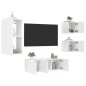 vidaXL Muebles de TV de pared con LED 5 pzas madera ingeniería blanco