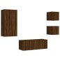 vidaXL Muebles TV pared con LED 5 pzas madera ingeniería marrón roble vidaXL Muebles TV pared con LED 5 pzas madera ingeniería marrón roble