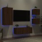 vidaXL Muebles TV pared con LED 5 pzas madera ingeniería marrón roble vidaXL Muebles TV pared con LED 5 pzas madera ingeniería marrón roble
