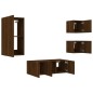 vidaXL Muebles TV pared con LED 5 pzas madera ingeniería marrón roble vidaXL Muebles TV pared con LED 5 pzas madera ingeniería marrón roble