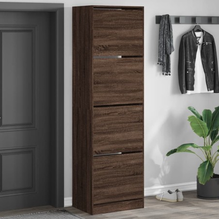 vidaXL Mueble zapatero 4 cajones abatibles marrón roble 60x42x204 cm