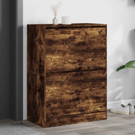 vidaXL Mueble zapatero 2 cajones abatibles roble ahumado 80x42x108 cm