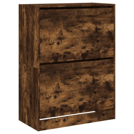 vidaXL Mueble zapatero 2 cajones abatibles roble ahumado 80x42x108 cm