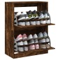 vidaXL Mueble zapatero 2 cajones abatibles roble ahumado 80x42x108 cm vidaXL Mueble zapatero 2 cajones abatibles roble ahumado 80x42x108 cm
