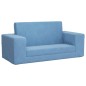vidaXL Sofá cama de niños 2 plazas felpa suave azul vidaXL Sofá cama de niños 2 plazas felpa suave azul