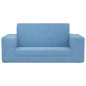 vidaXL Sofá cama de niños 2 plazas felpa suave azul vidaXL Sofá cama de niños 2 plazas felpa suave azul
