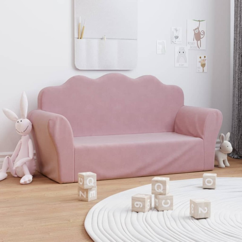 vidaXL Sofá para niños de 2 plazas felpa suave rosa vidaXL Sofá para niños de 2 plazas felpa suave rosa