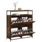 vidaXL Mueble zapatero 4 cajones abatibles roble ahumado 100x34x112 cm vidaXL Mueble zapatero 4 cajones abatibles roble ahumado 100x34x112 cm