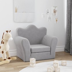 vidaXL Sofá cama infantil felpa suave gris claro