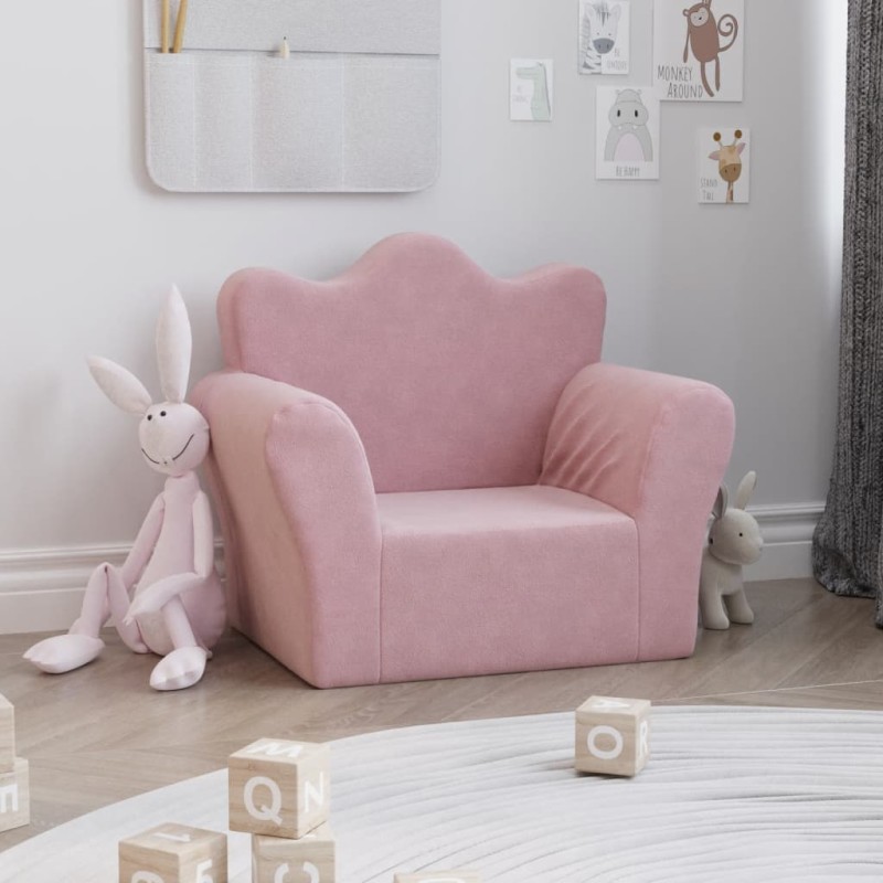 vidaXL Sofá para niños felpa suave rosa vidaXL Sofá para niños felpa suave rosa