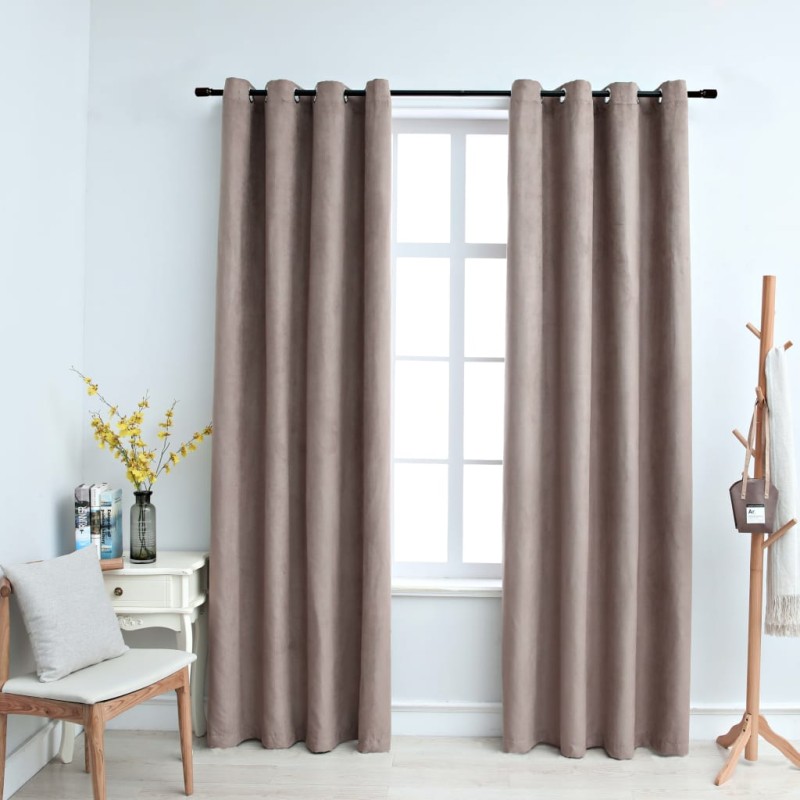 vidaXL Cortinas opacas con aros de metal 2 piezas gris topo 140x245 cm