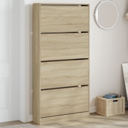 vidaXL Mueble zapatero 4 cajones abatibles roble Sonoma 80x21x163,5 cm