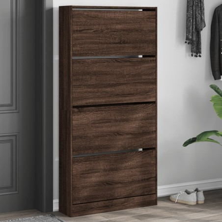 vidaXL Mueble zapatero 4 cajones abatibles marrón roble 80x21x163,5 cm