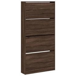 vidaXL Mueble zapatero 4 cajones abatibles marrón roble 80x21x163,5 cm