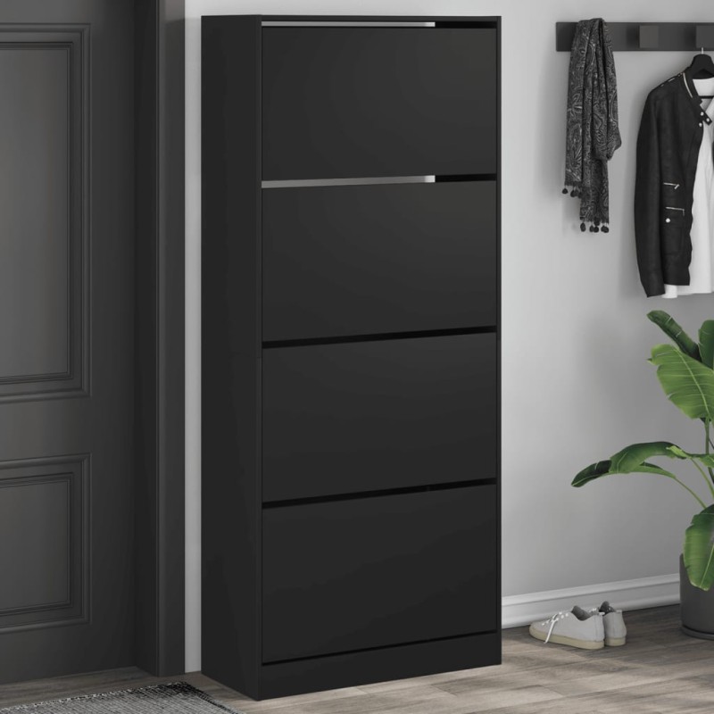 vidaXL Mueble zapatero con 4 cajones abatibles negro 80x34x187,5 cm vidaXL Mueble zapatero con 4 cajones abatibles negro 80x34x187,5 cm
